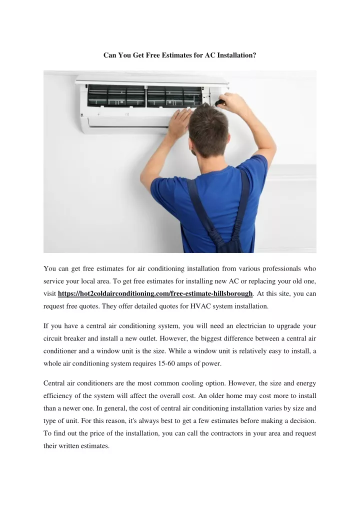 can you get free estimates for ac installation