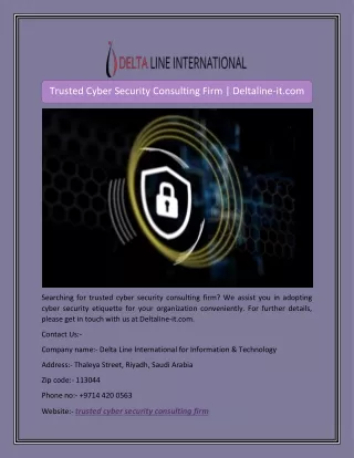 Trusted Cyber Security Consulting Firm | Deltaline-it.com