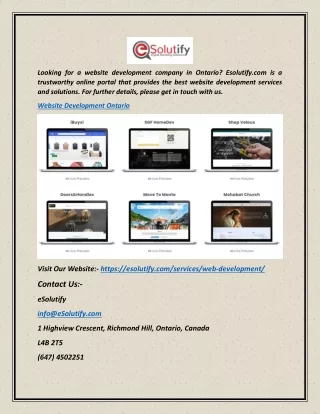 Website Development Ontario | Esolutify.com