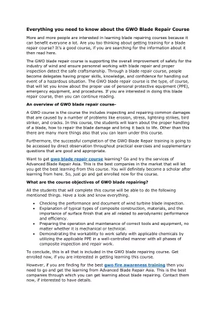 Everything you need to know about the GWO Blade Repair Course