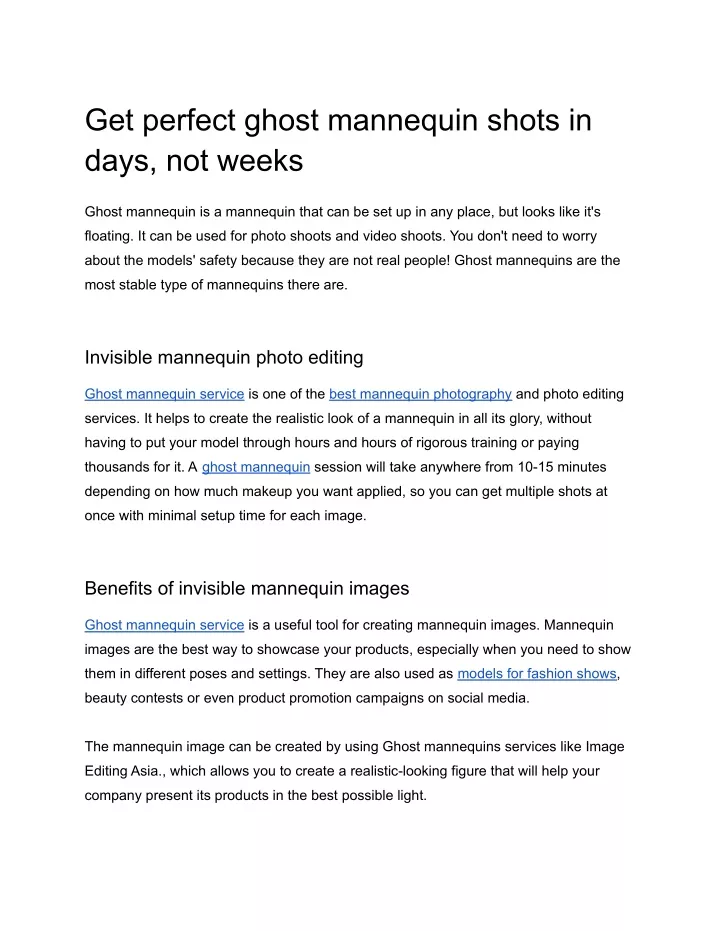 get perfect ghost mannequin shots in days