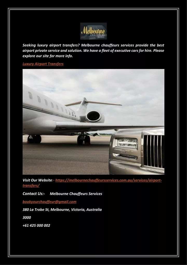 seeking luxury airport transfers melbourne