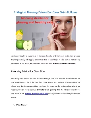 Magical Morning Drinks For Clear Skin At Home