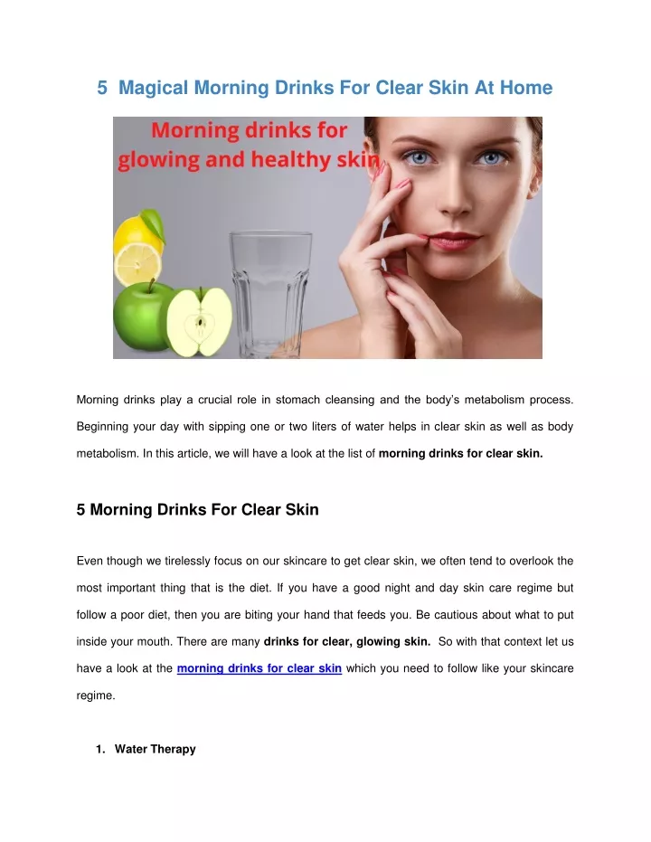 5 magical morning drinks for clear skin at home