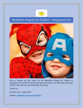 Meditation Program for Children | Happyspots.info