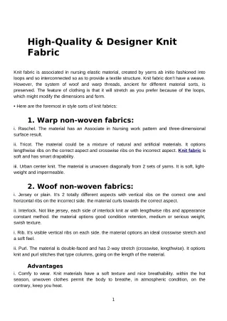 High-Quality & Designer Knit Fabric