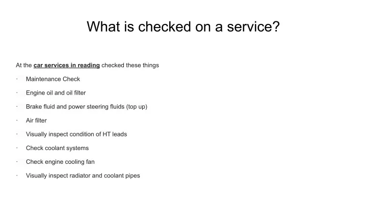 what is checked on a service