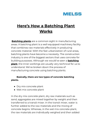 here s how a batching plant works