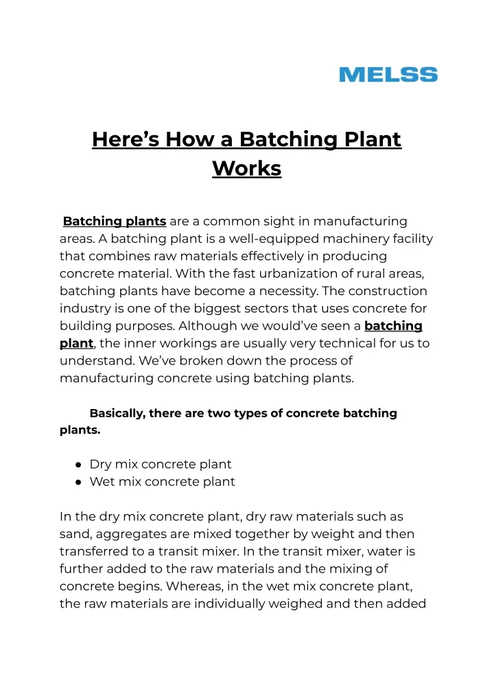 here s how a batching plant works