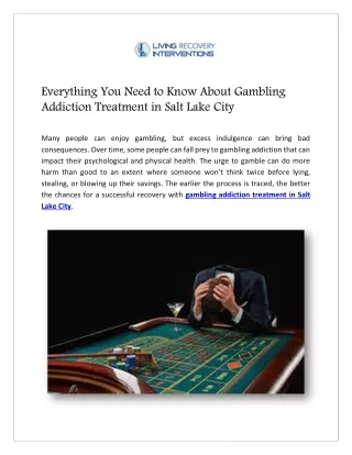Everything You Need to Know About Gambling Addiction Treatment in Salt Lake City