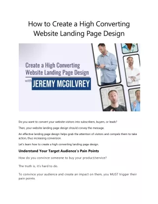 Jeremy Mcgilvrey sharing tips for How to Create a Landing Page Design