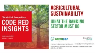Agricultural Sustainable - What the Banking Sectors Must Do