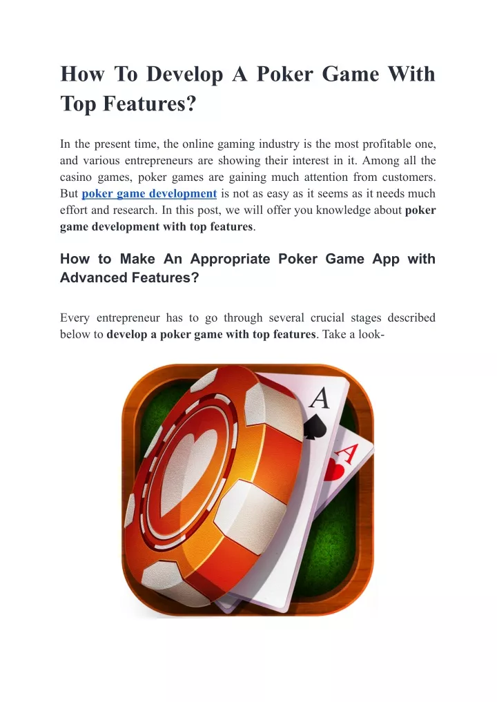 how to develop a poker game with top features