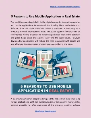 5 Reasons to Use Mobile Application in Real Estate