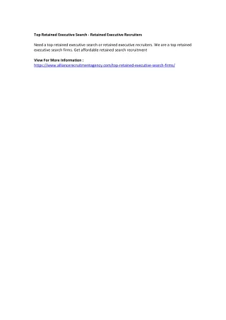 top retained executive search retained executive