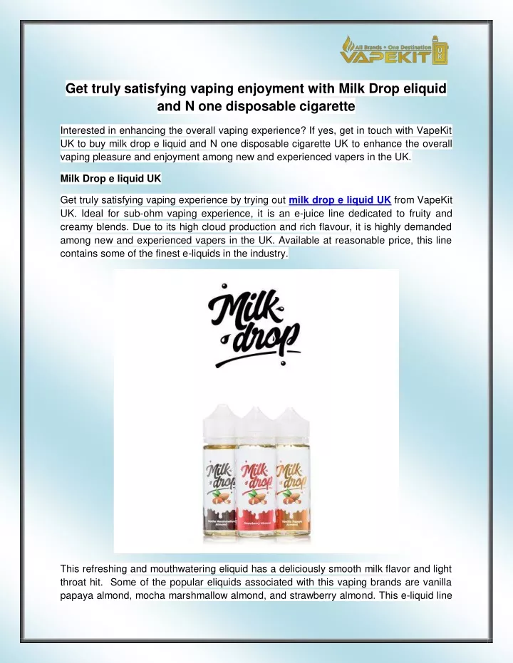 get truly satisfying vaping enjoyment with milk