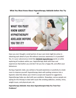 what you must know about hypnotherapy adelaide