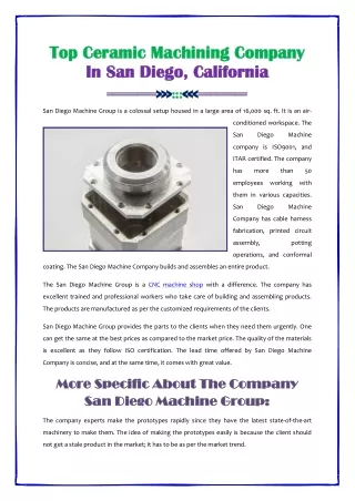 Ceramic Machining Company In San Diego