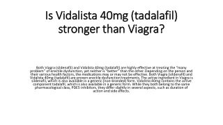 Is Vidalista 40mg (tadalafil) stronger than