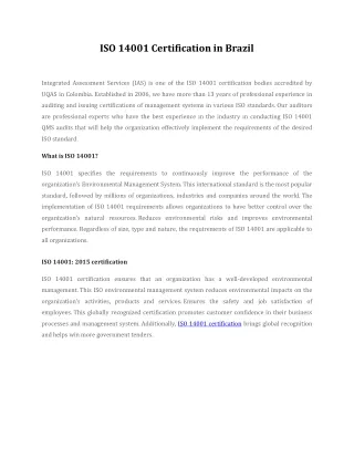 ISO 14001 Certification in Brazil