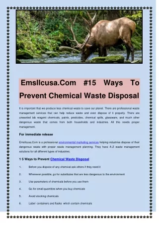 Emsllcusa.Com #15 Ways To Prevent Chemical Waste Disposal