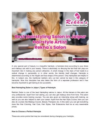 Best Hairstyling Salon in Jaipur _ Hairstyle Artist _ Rekha's Salon