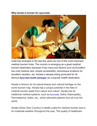 Why kerala is known for ayurveda