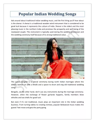 Popular Indian Wedding Songs