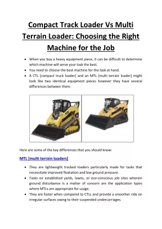 compact track loader vs multi terrain loader