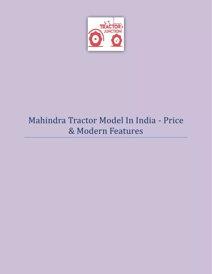 mahindra tractor model in india price modern