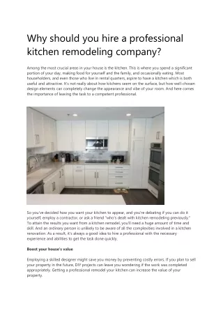Why should you hire a professional kitchen remodeling company?