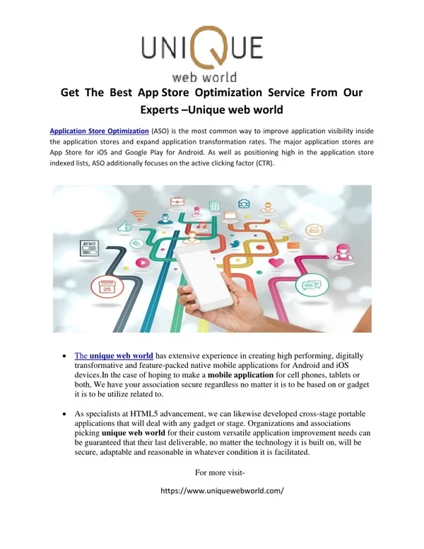Get  the  Best  App Store  Optimization  Service  from  Our Experts –Unique web world