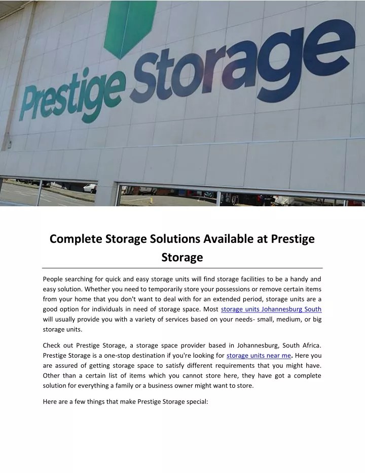 complete storage solutions available at prestige