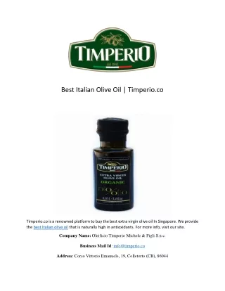 Best Italian Olive Oil | Timperio.co