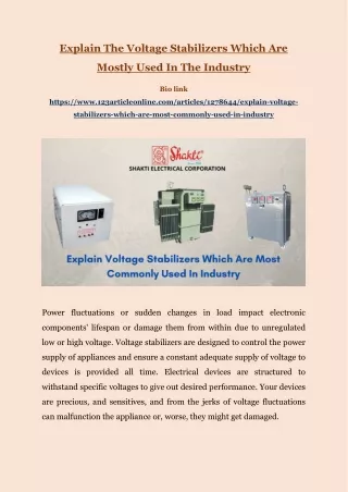 explain the voltage stabilizers which are mostly