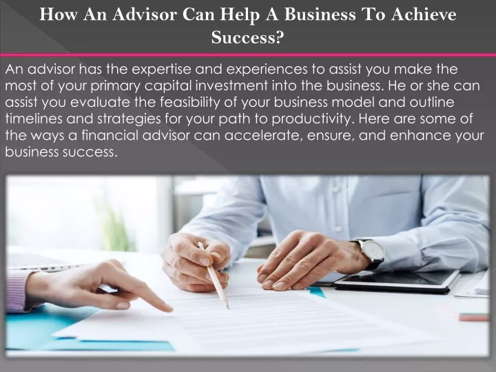 how an advisor can help a business to achieve