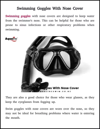 swimming goggles with nose cover in nz