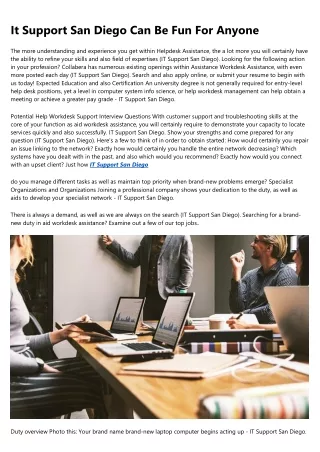 it support san diego can be fun for anyone