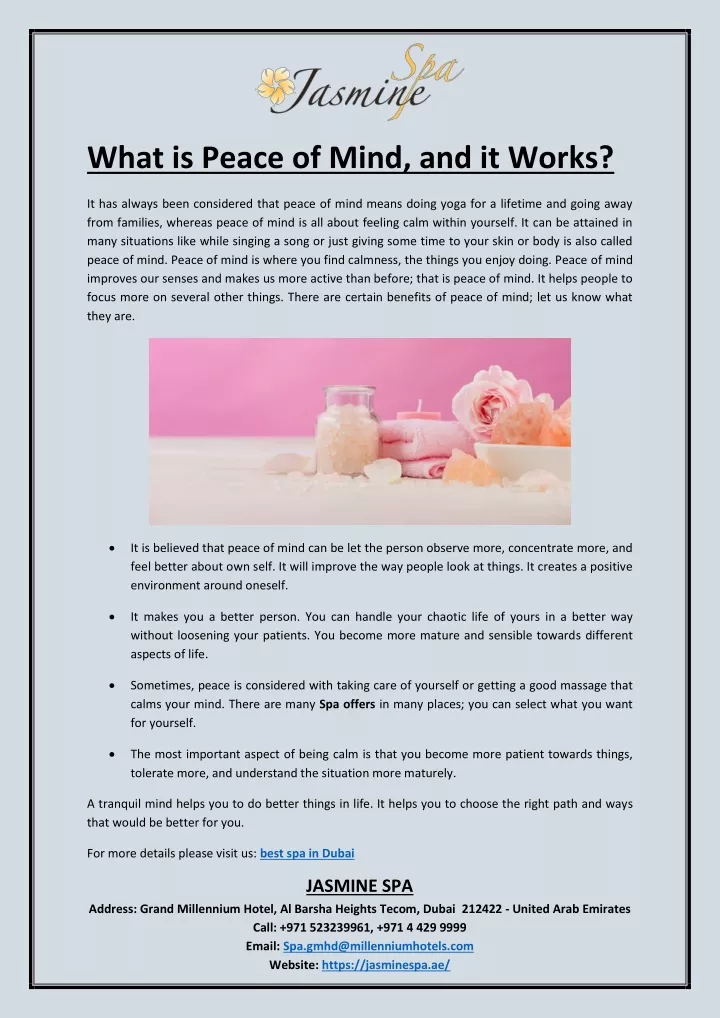 what is peace of mind and it works