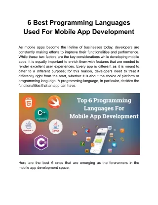 6 best programming languages used for mobile