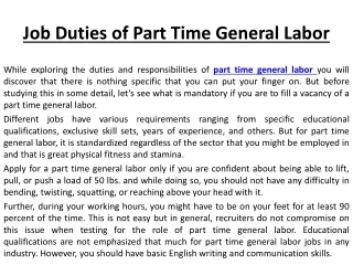 Blog Staffing Inc part time general labor