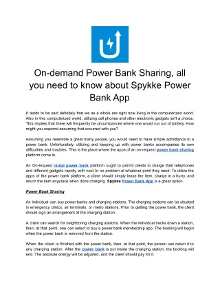 On-demand Power Bank Sharing, all you need to know about Spykke Power Bank App