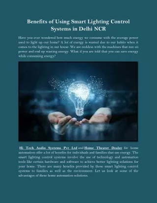 benefits of using smart lighting control systems