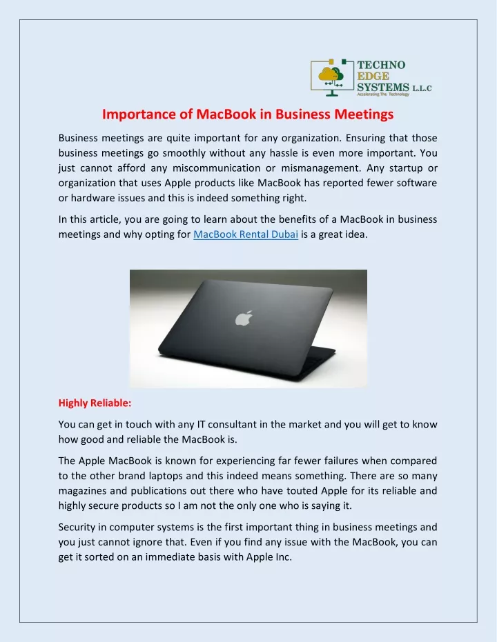 importance of macbook in business meetings