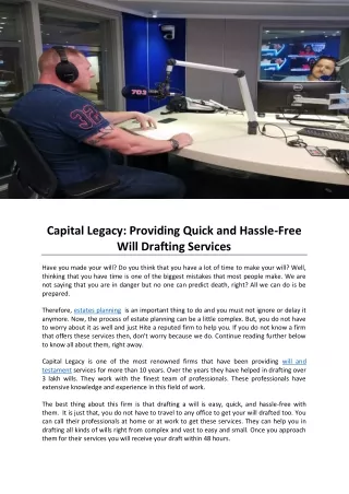 Capital Legacy: Providing Quick and Hassle-Free Will Drafting Services