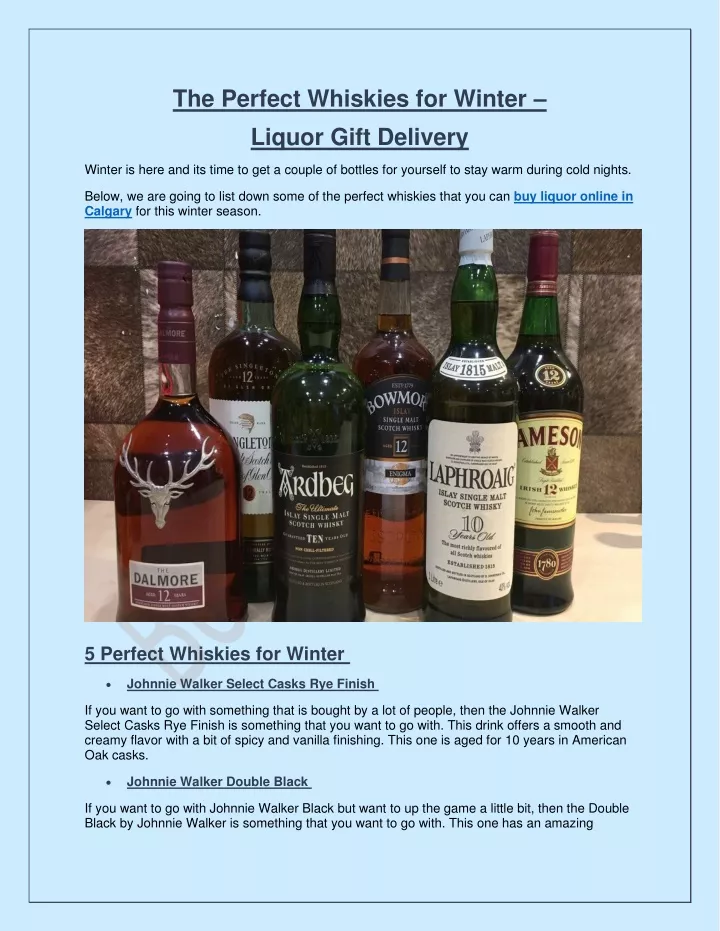 the perfect whiskies for winter liquor gift