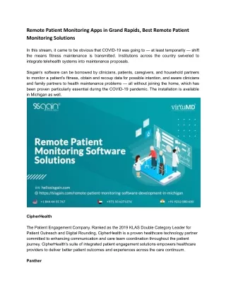 Remote Patient Monitoring Apps in Grand Rapids