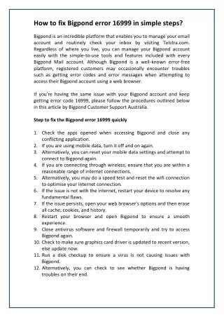 How to fix Bigpond error 16999 in simple steps?