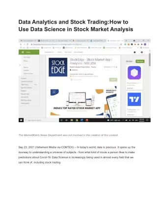 data analytics and stock trading how to use data