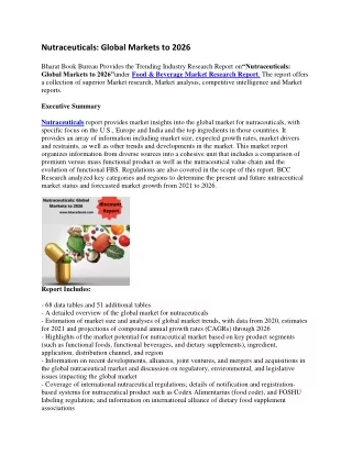 nutraceuticals global markets to 2026